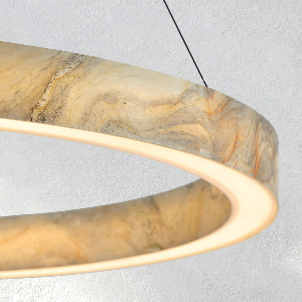 halohomeset Alabaster StoneGlow Round Chandelier