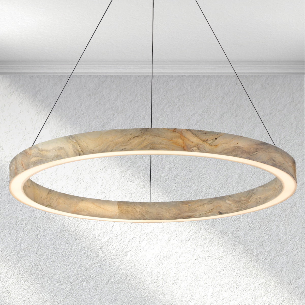 halohomeset Alabaster StoneGlow Round Chandelier